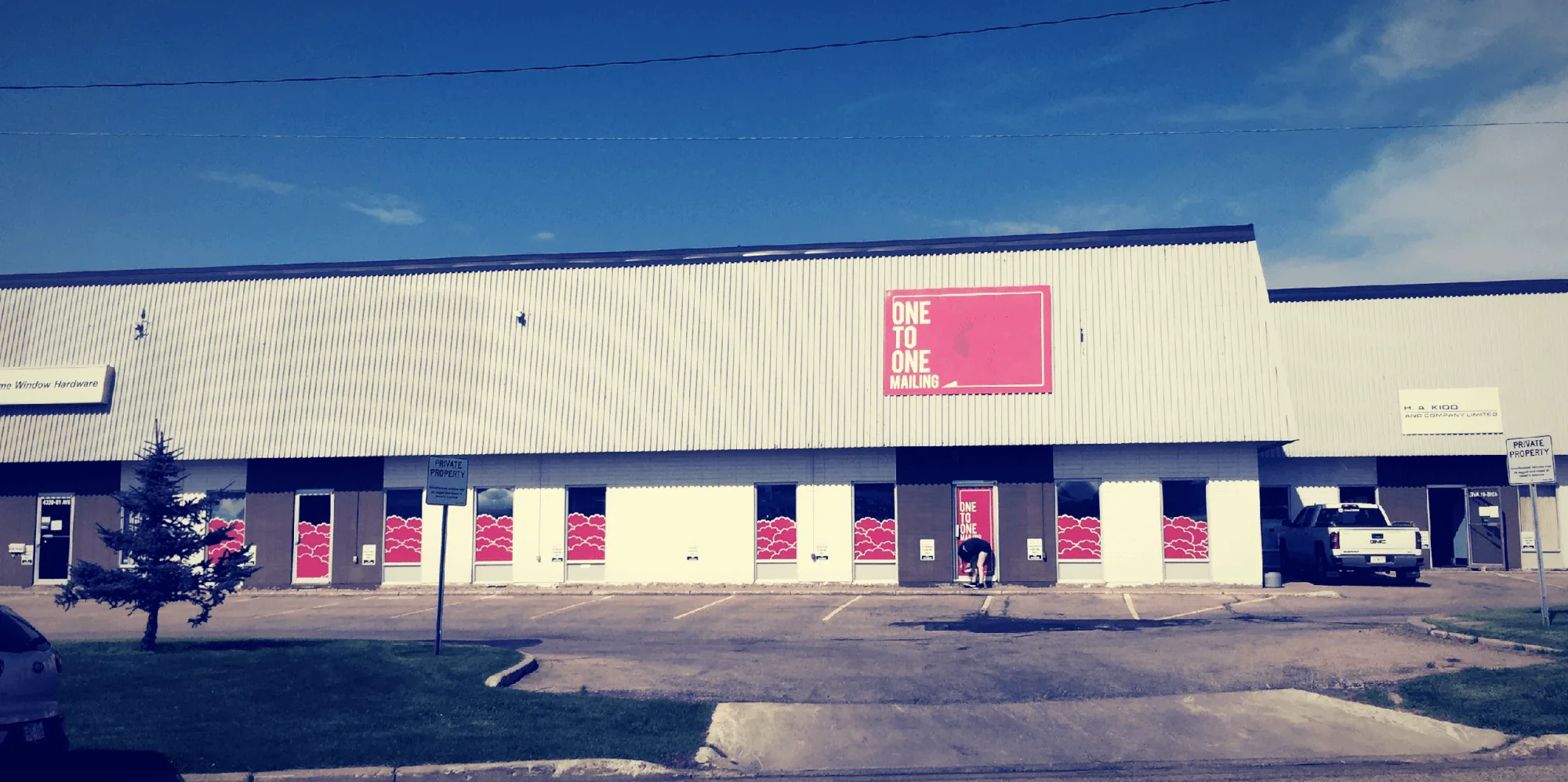 o2o-office-optimized One To One Mailing's building exterior off Sherwood Park freeway